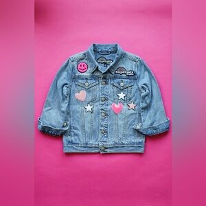 Supermix Studio Custom Patch Denim Jacket Kids Size Large Excellent
